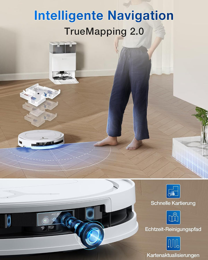 ECOVACS T50 Omni Gen2 Saugroboter mit Wischfunktion 21.000 Pa, ZeroTangle Silberweiss, Silberweiss