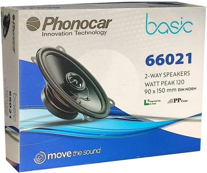 KIT Set FÜR PHONOCAR Basic 66021 2-Wege-Koaxiallautsprecher, 4" x 6" 9,00 x 15,00 cm 90 x 150 mm, 30