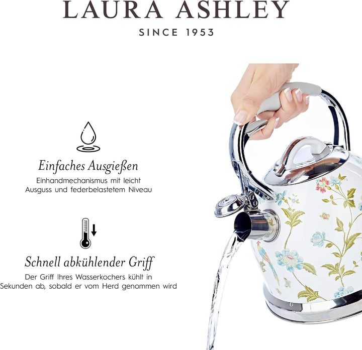 Laura Ashley Toaster und Stove Top Wasserkocher Set von VQ (Elveden Weiss, Induktions Wasserkocher u
