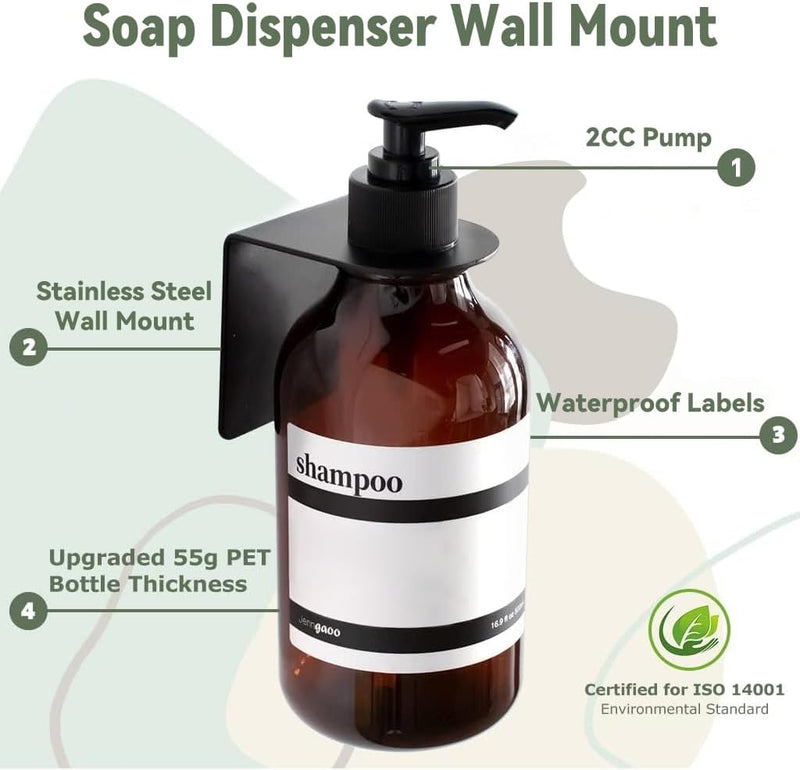 500ml Seifenspender Wandbefestigung, Shampoo Spülung Duschgel Spender mit Pumpe und Wasserdichten Et