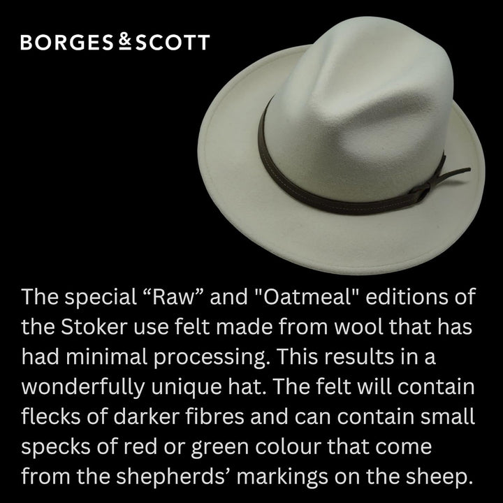 The Stoker – leichte breite Krempe – wasserabweisend – Fedora Trilby Style Filzhut XS Roh, XS Roh