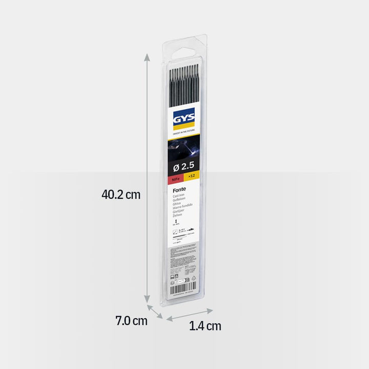 GYS 12 Guss-Elektroden - Durchmesser 2,5 mm - Blister, 1 Stück, 083332 Single, Single