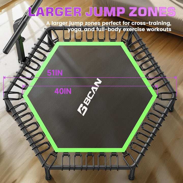 BCAN Fitness Trampolin Indoor Ø 122/133 cm, Trampolin Erwachsene bis 250 kg, Bodentrampolin mit vers