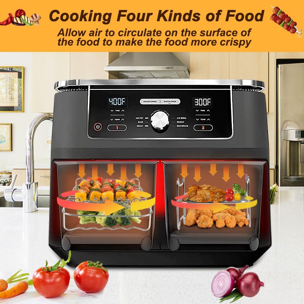 GINOYA 7 x Fritteusen Zubehör für Ninja AF400EU AF451EU AF500EU AF300EU, 2 x Silikon Luftfritteusen