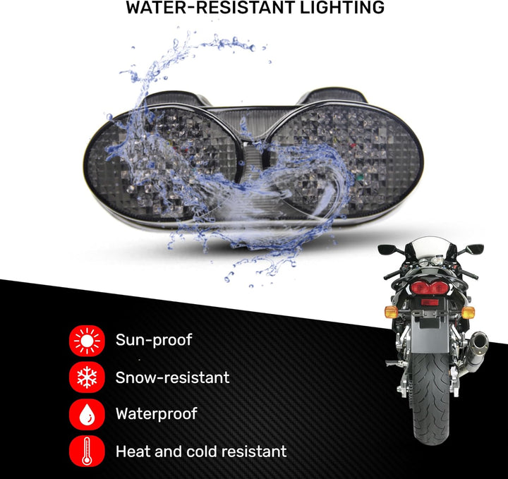 aVDB-moto LED-Bremslicht mit integriertem Blinker kompatibel mit Kawasaki ZR7, ZX6R, ZX9R, 1998 (Get