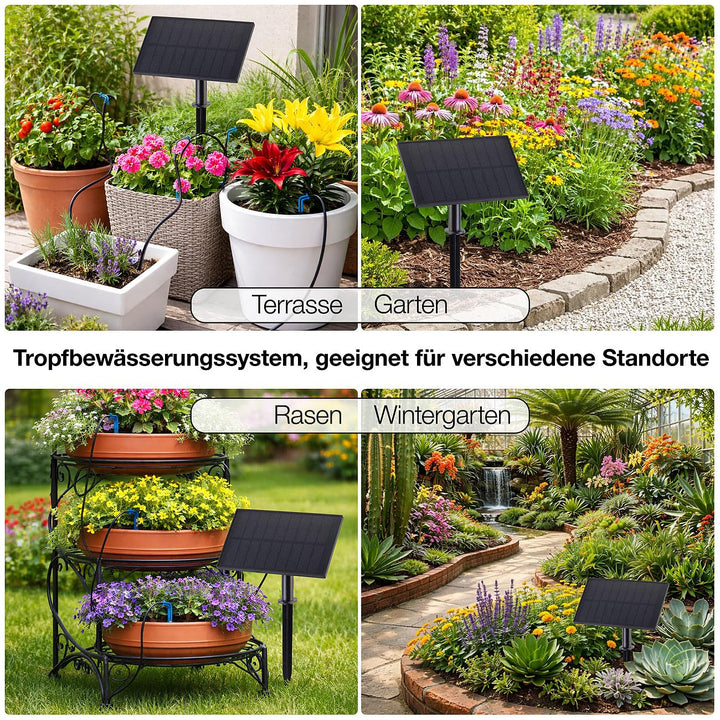 Royal Gardineer Bewässerung Solar: 2er-Set Solar-Bewässerungssysteme für 30 Pflanzen, bis 45 l/Std.,