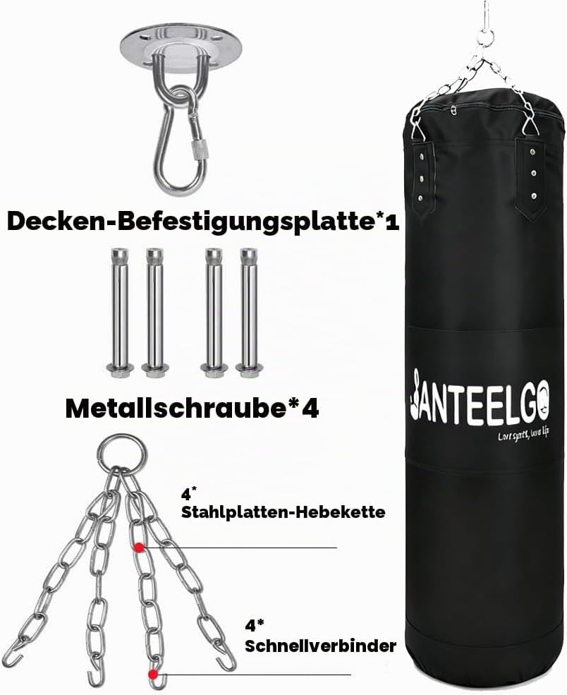 Boxsack Hängend für Erwachsene Kinder Ungefüllt: JanTeelGO 120cm Oxford Stoff Boxing Punching Bag Se