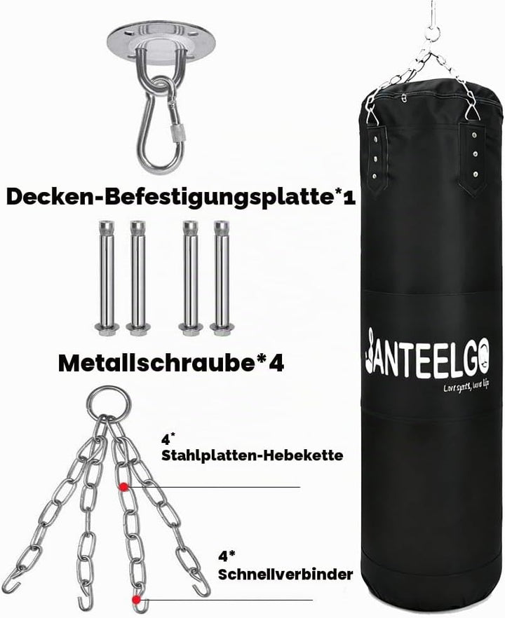 Boxsack Hängend für Erwachsene Kinder Ungefüllt: JanTeelGO 120cm Oxford Stoff Boxing Punching Bag Se