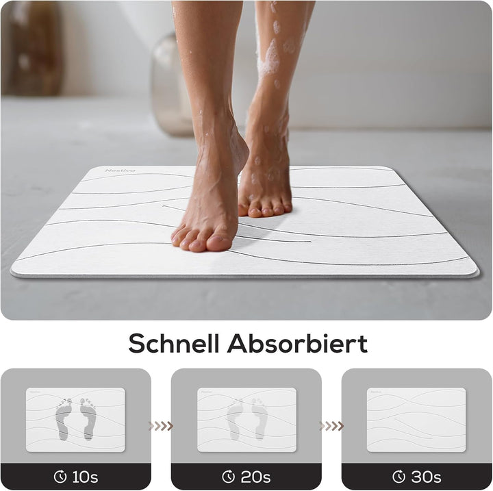 Nestiva Stone Bath Mat, rutschfest Waschbar, Super Saugfähig, Stein Badezimmerteppich aus Natürliche