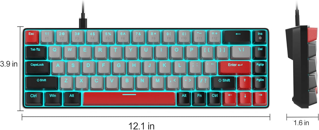 MageGee MK-Box Tragbare 60 % mechanische Gaming-Tastatur, blaue LED-Hintergrundbeleuchtung, kompakte