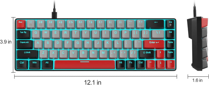 MageGee MK-Box Tragbare 60 % mechanische Gaming-Tastatur, blaue LED-Hintergrundbeleuchtung, kompakte