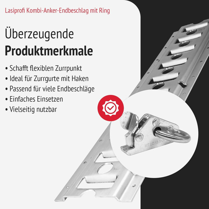 Kombi-Anker-Endbeschlag mit Ring | Set 10 | Stahl verzinkt | für Kombi Anker Zurrschiene | Ladungssi