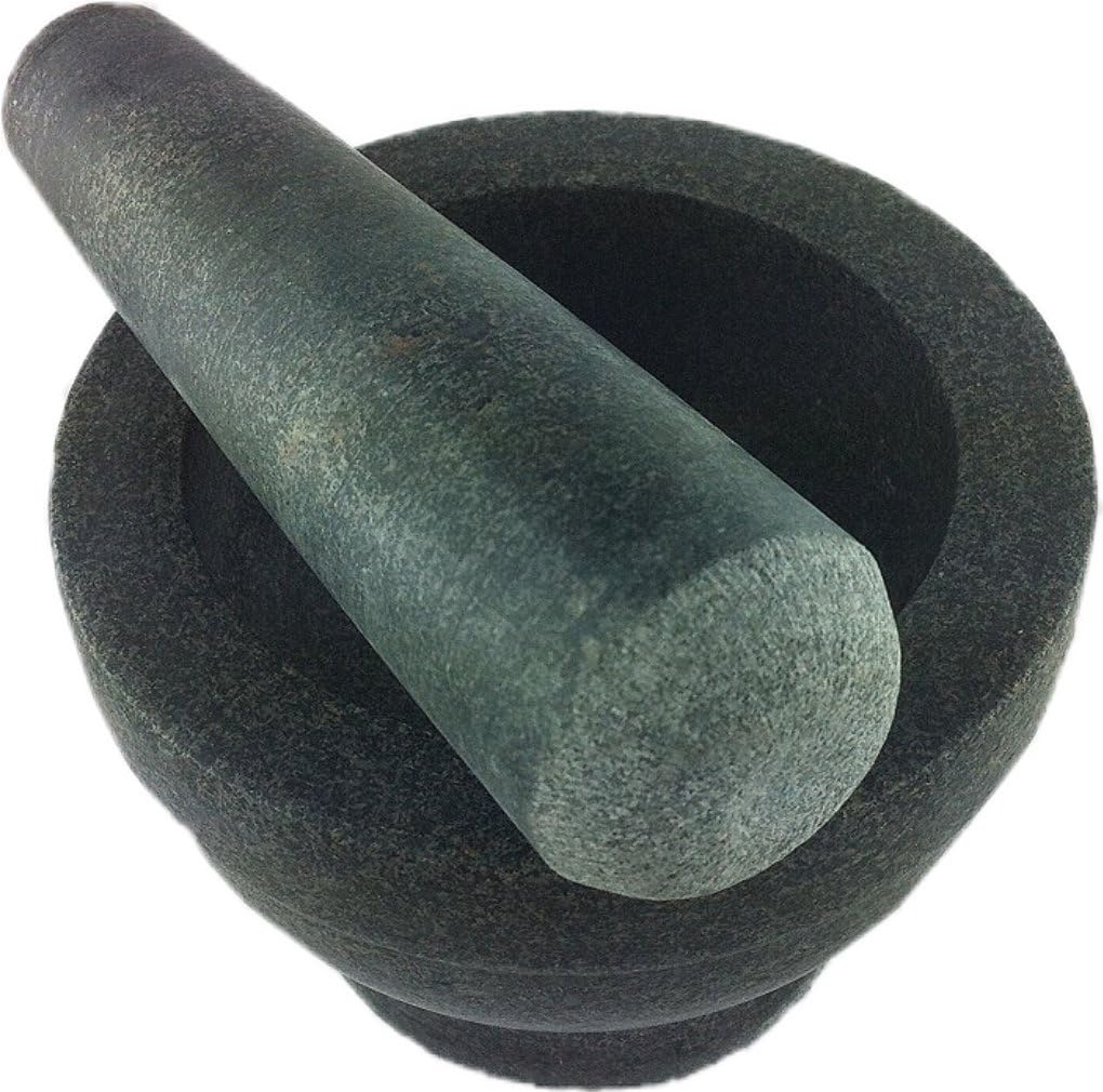 Granit Mörser mit Stössel (massiver Mörser aus Granit mit Schlegel) polierte Ausführung, iapyx®