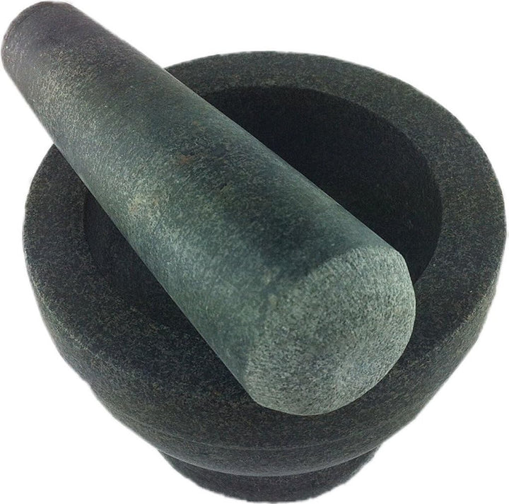 Granit Mörser mit Stössel (massiver Mörser aus Granit mit Schlegel) polierte Ausführung, iapyx®