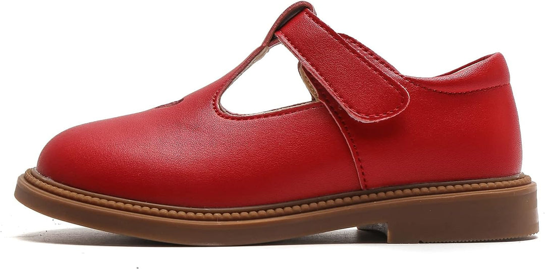 DADAWEN Mädchen Mary Jane Halbschuhe Taufschuhe Geschlossene Ballerinas, Rot