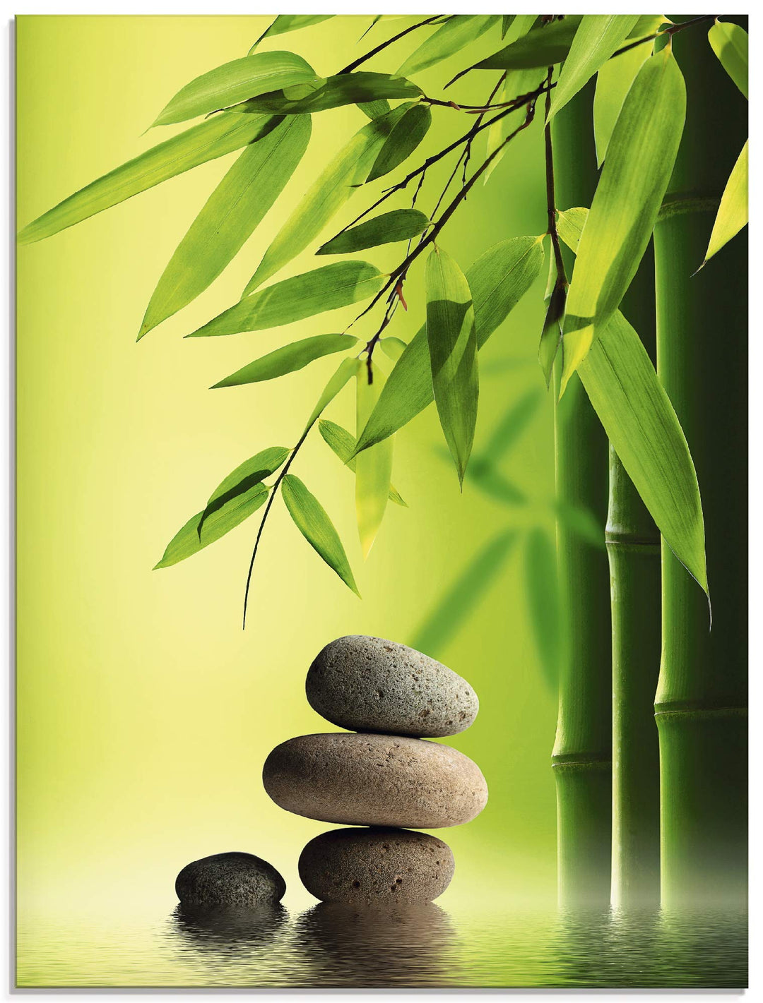 ARTland Glasbilder Wandbild Glas Bild einteilig 60x80 cm Hochformat Asien Wellness Zen Steine Spa Bl