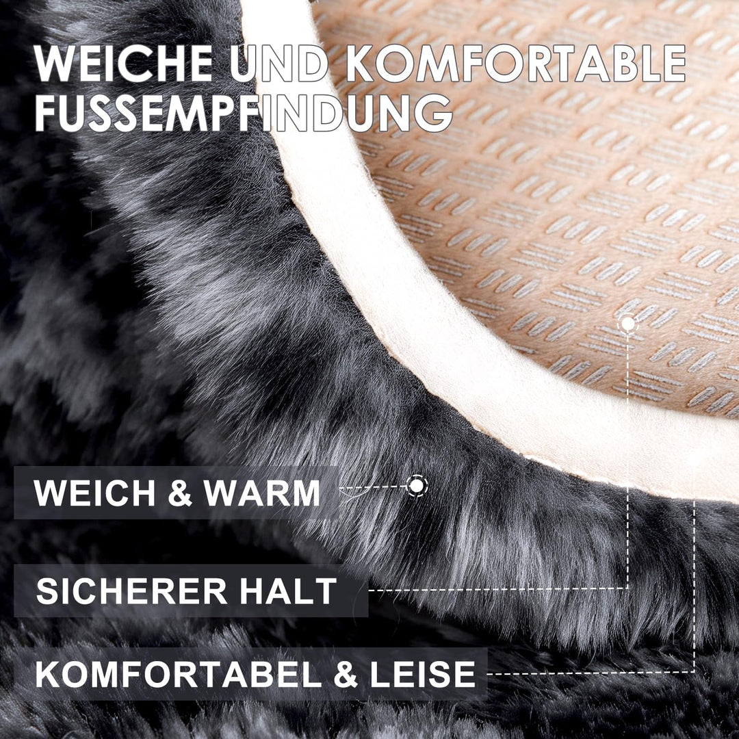 ROHATIM Schlafzimmer Plüsch Teppich Rund,Flauschiger Teppich für Wohnzimmer,modernes Wohnzimmer,Mädc