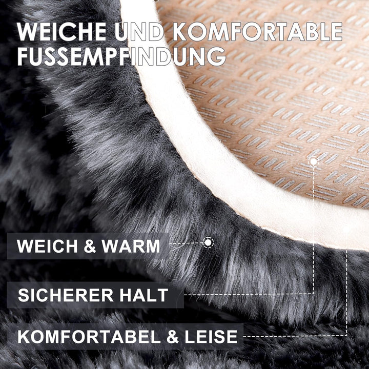 ROHATIM Schlafzimmer Plüsch Teppich Rund,Flauschiger Teppich für Wohnzimmer,modernes Wohnzimmer,Mädc