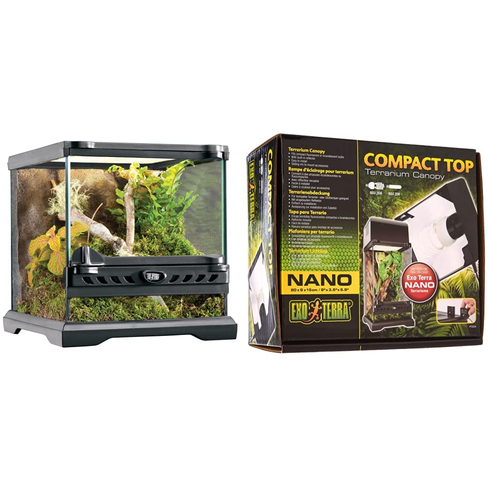 Exo Terra Terrarium aus Glas, mit einzigartiger Front Belüftung, 20 x 20 x 20cm & Compact Top, Terra