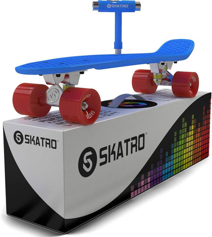 Skatro - Mini-Cruiser-Skateboard. 22 Zoll Kunststoff-Board im Retro-Stil, komplett mit Blue Ocean, B