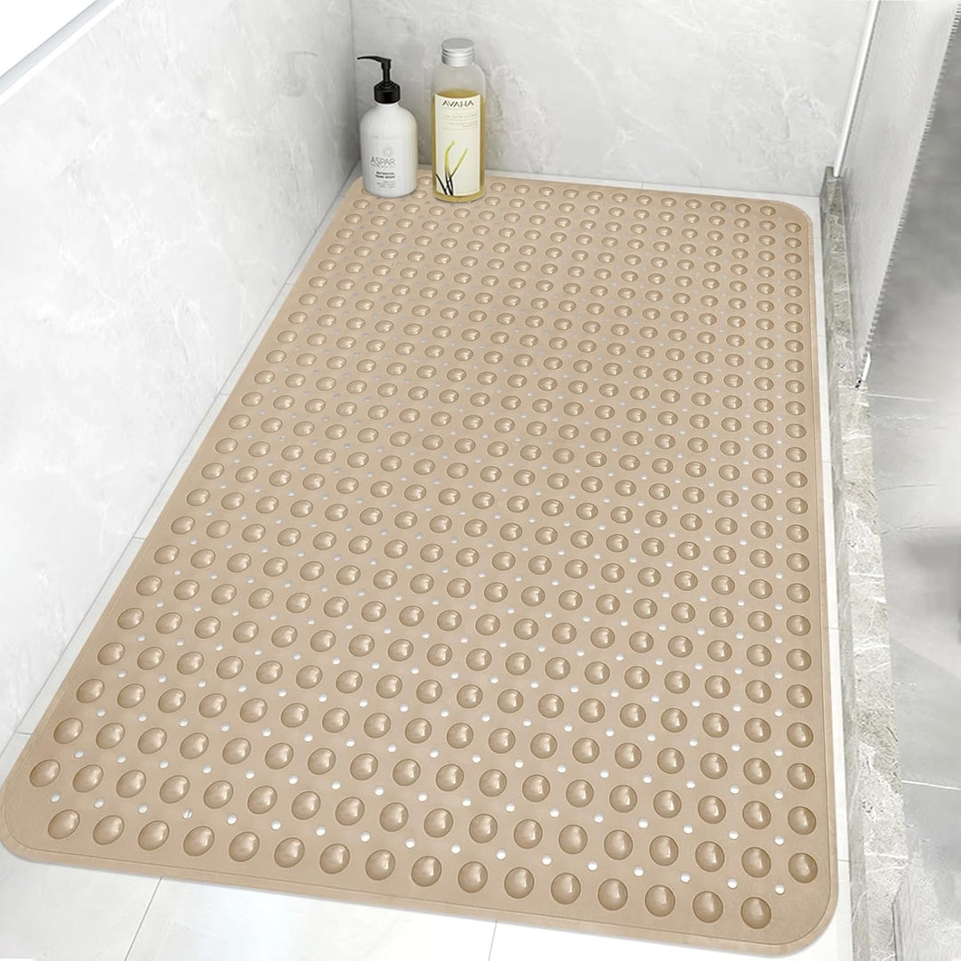 Gross Duschmatte rutschfest 80x120cm: Weich TPE Duscheinlage mit Ablauflöchern und Saugnäpfen - Anti