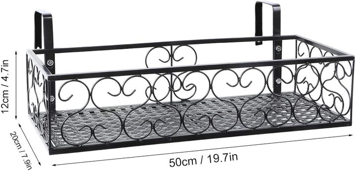 SEAFRONT Eisen-Hängeregal Korb Balkon Blumentopf-Ständer Geländer Regal Dekoration Pflanzenständer f