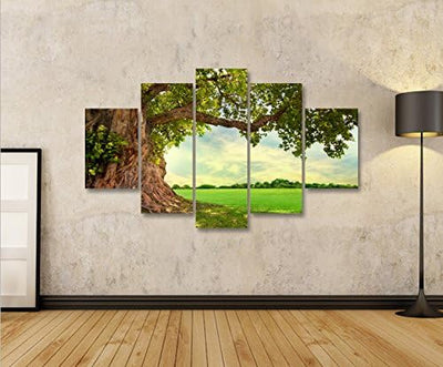 islandburner Bild Bilder auf Leinwand Alter Baum Landschaft Natur Grün MF XXL Poster Leinwandbild Wa