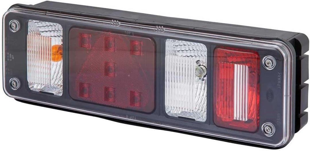 HELLA - Heckleuchte - Hybrid - 24V - Anbau/geschraubt - Lichtscheibenfarbe: glasklar - Stecker: Easy