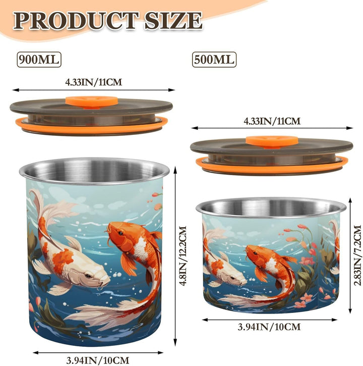 Aquarell Kunst Koi Fisch Kaffeeaufbewahrungsbehälter,Vorratsdosen für die Küche Speisekammer,Ideal f