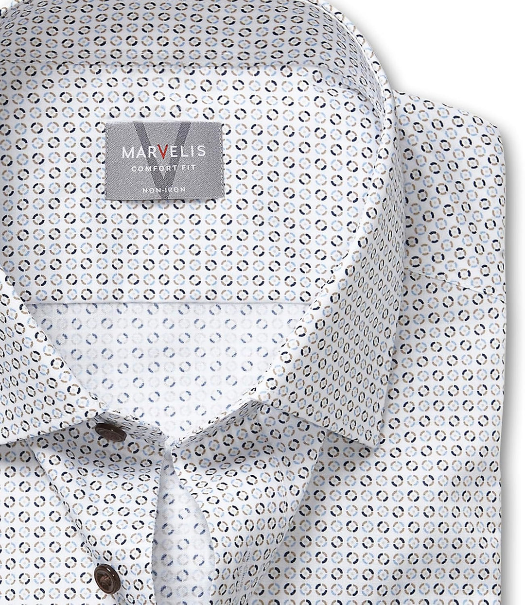 Marvelis Herren Businesshemd Langarm 702584,Rotationsdruck,Non-Iron-Comfort-Fit,New Kent 40 Natur 22