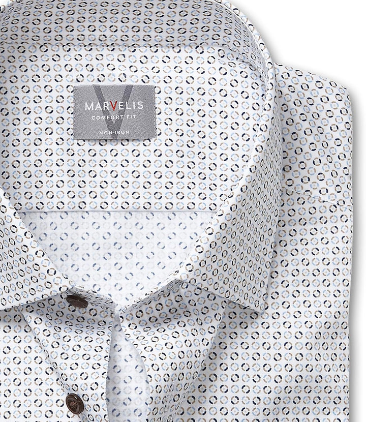 Marvelis Herren Businesshemd Langarm 702584,Rotationsdruck,Non-Iron-Comfort-Fit,New Kent 40 Natur 22