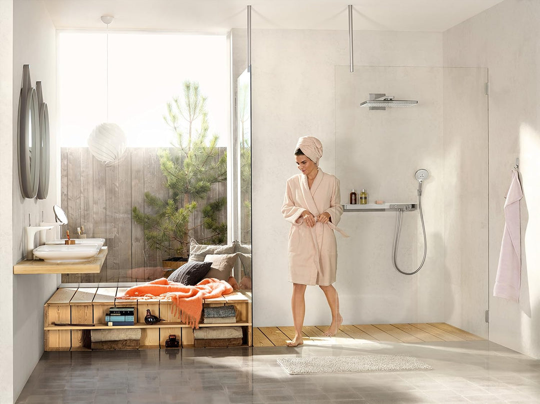 hansgrohe Wasserhahn PuraVida (Armatur mit Auslauf Höhe 200 mm und Push-Open Ablaufgarnitur) Weiss/C
