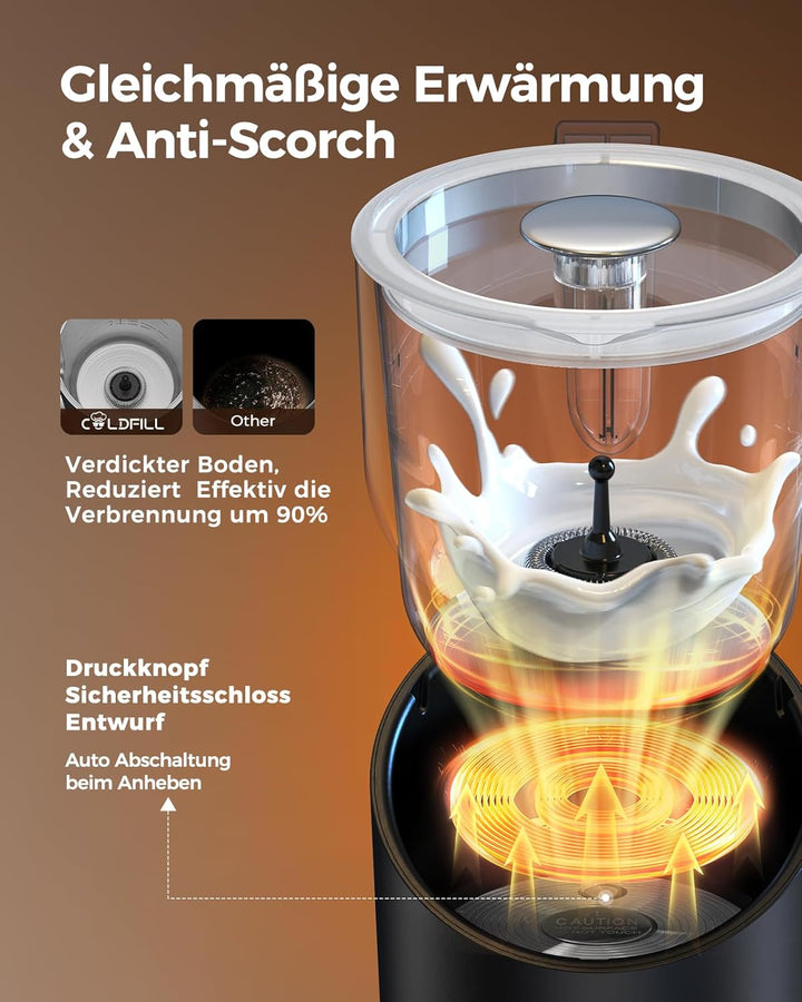 Haokoo Milchaufschäumer Elektrisch 8-in-1, 400ml Automatischer Milchschäumer für Heisse & Kalte Schä