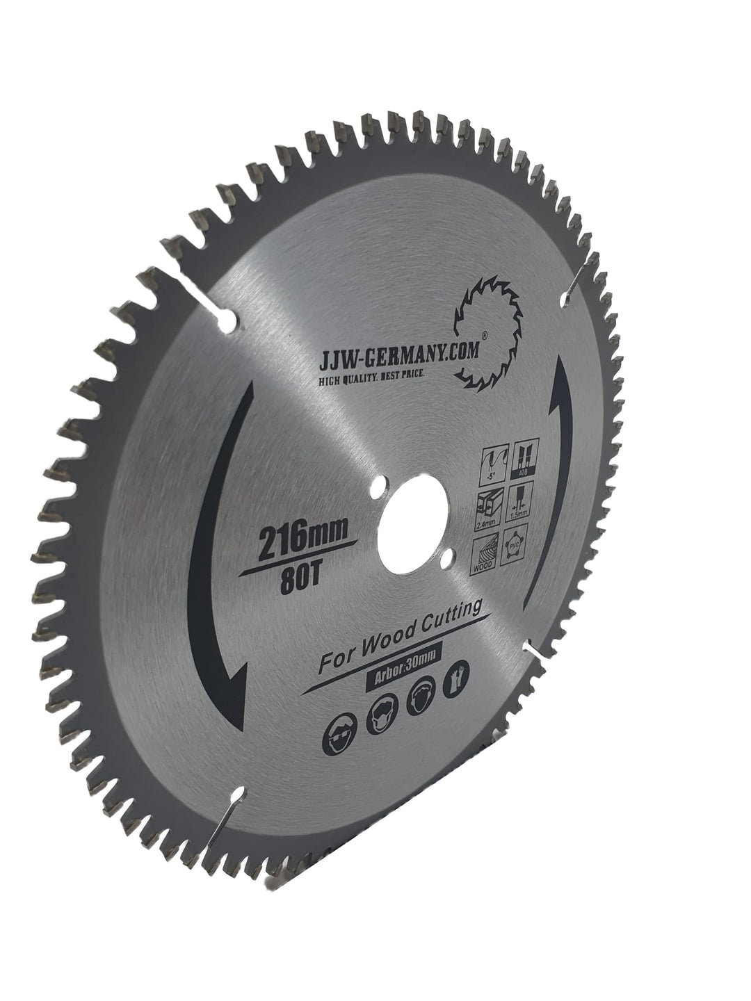 HM-Kreissägeblätter (216 x 30 Z= 80 WZ) negativer Spanwinkel für Kappsägen in Industriequalität 216