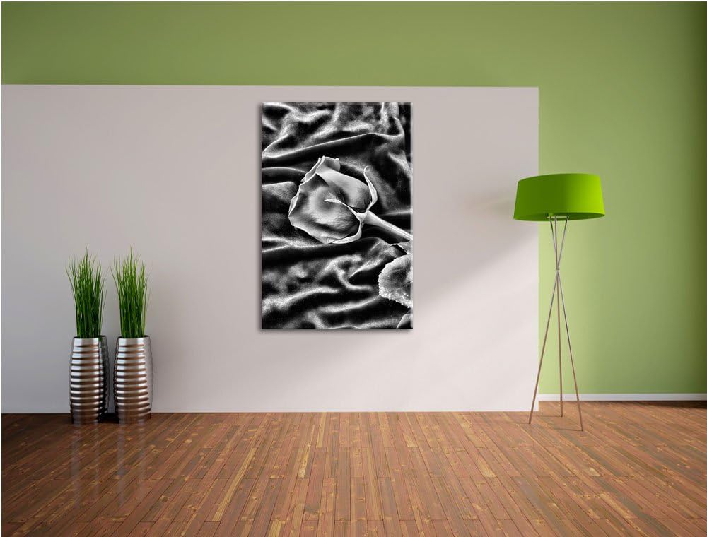 Monocrome, Rose, Format: 100x70 auf Leinwand, XXL riesige Bilder fertig gerahmt mit Keilrahmen, Kuns