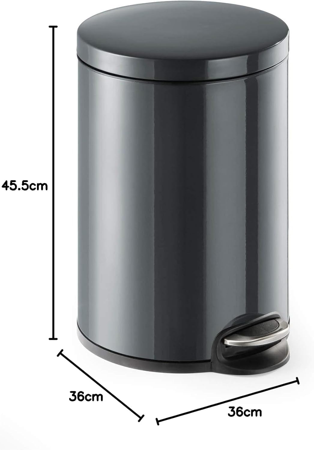 Durable Treteimer Metall rund 20, mit Absenkautomatik und herausnehmbaren Inneneimer 20 L, 1 Stück,