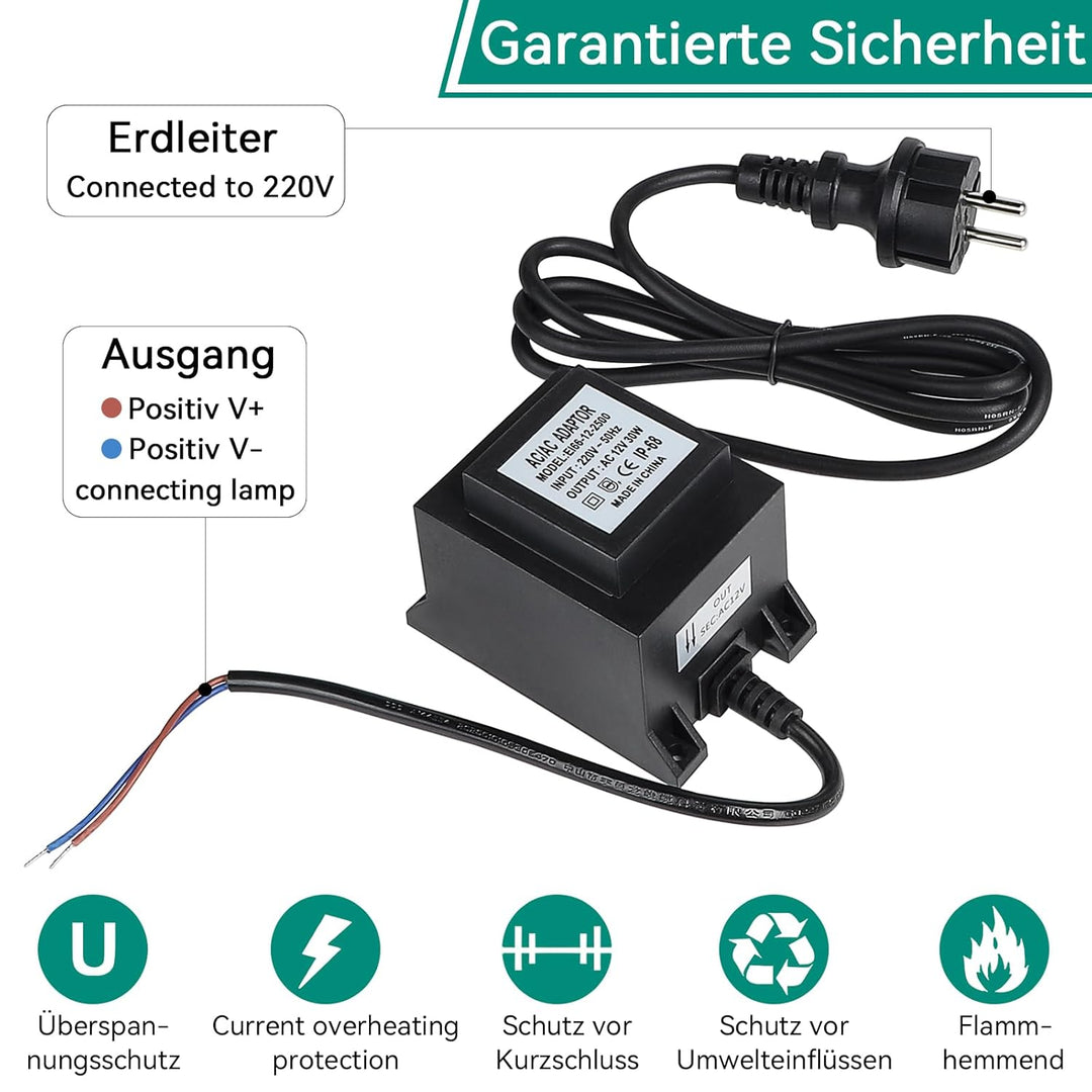 CPROSP LED Transformator 12v 30W ip68, LED Driver Aussen Wasserdicht, Pool Trafo 12v, Transformator