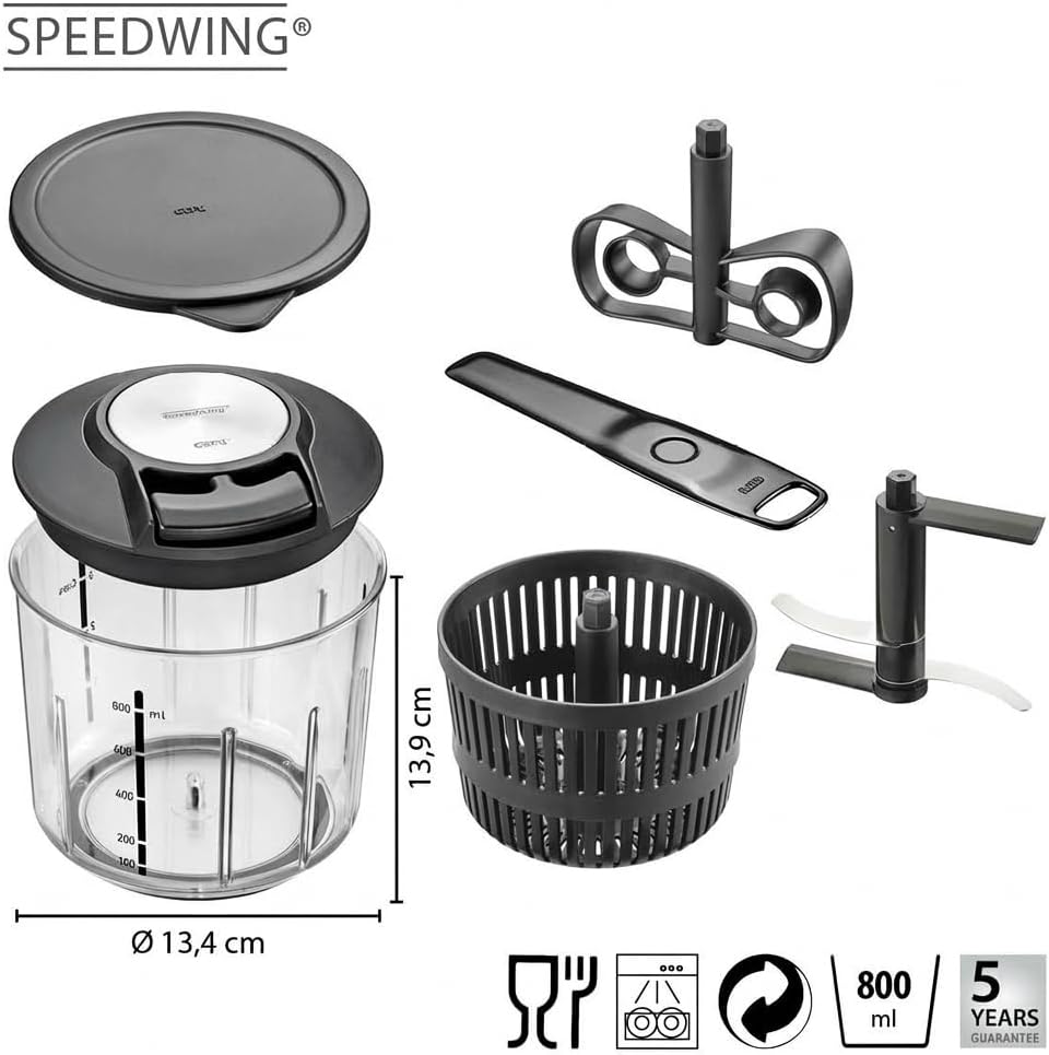 GEFU Multizerkleinerer SPEEDWING - manueller Zerkleinerer für Nüsse, Obst oder Gemüse, professionell
