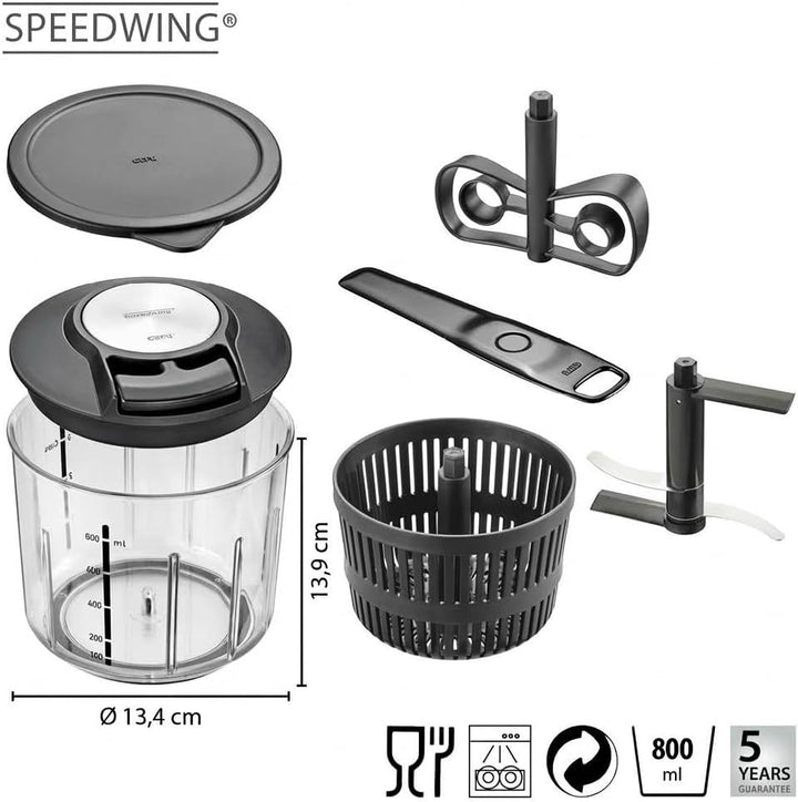GEFU Multizerkleinerer SPEEDWING - manueller Zerkleinerer für Nüsse, Obst oder Gemüse, professionell