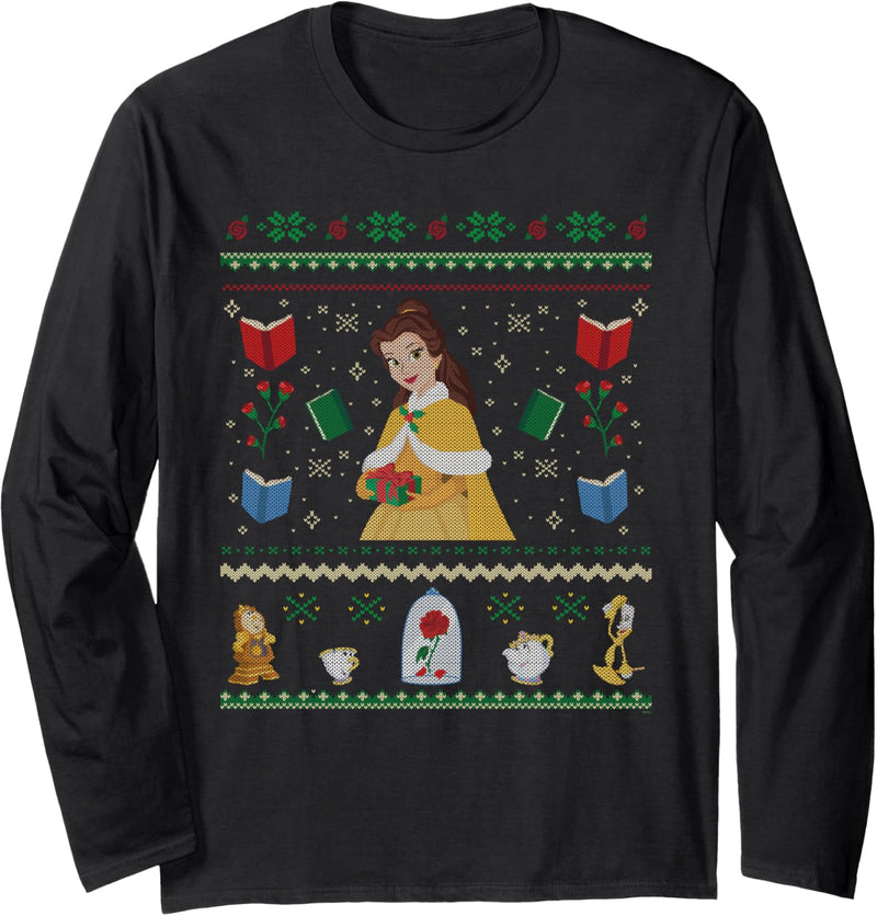 Disney Princess Beauty and the Beast Belle Christmas Sweater Langarmshirt