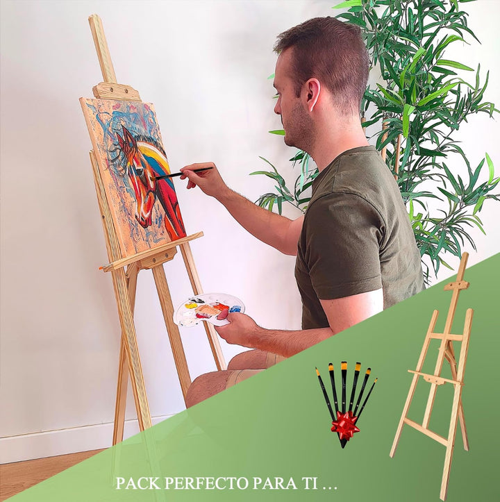 Professionelles Acryl-Staffelei inkl. Pinsel, Staffelei für grosse und kleine Leinwände, zusammenkla
