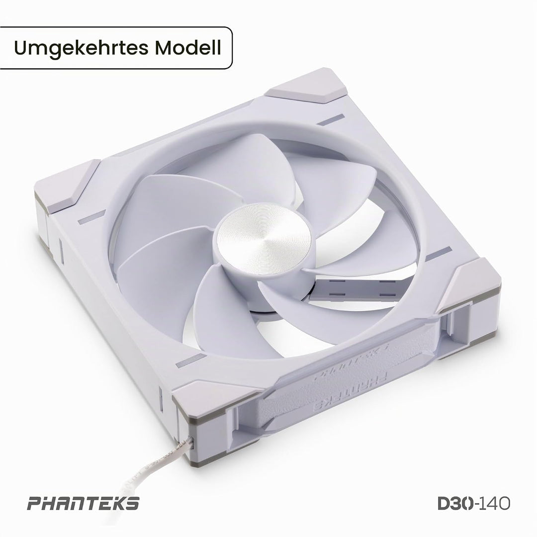 Phanteks D30 PWM Reverse Airflow, D-RGB Lüfter - 140mm, weiss
