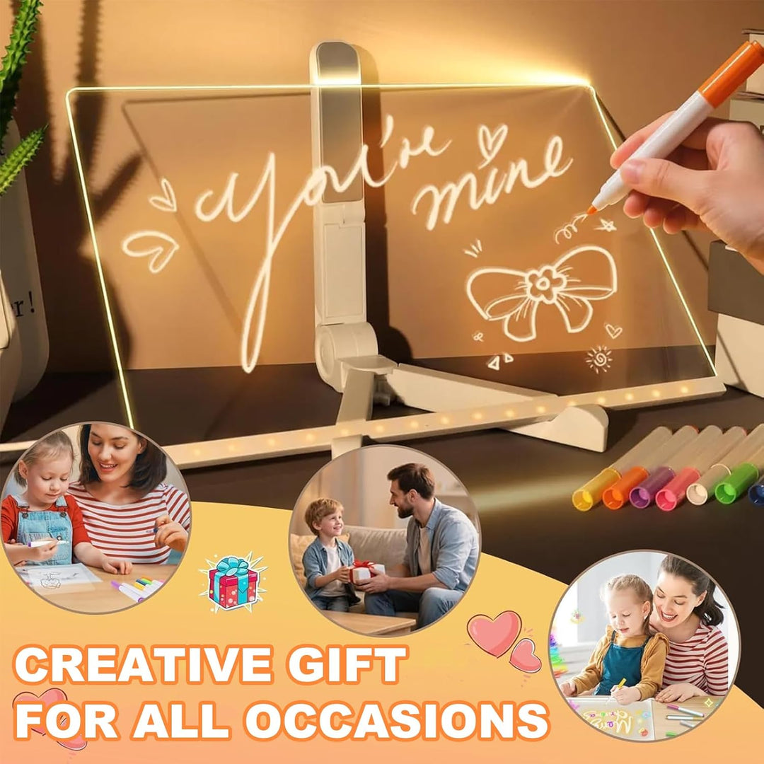 LED Zeichenbrett, 30x20cm LED Notiztafel mit 7 Farben Stift, Leuchtendes Zeichenbrett für Kinder, Ac