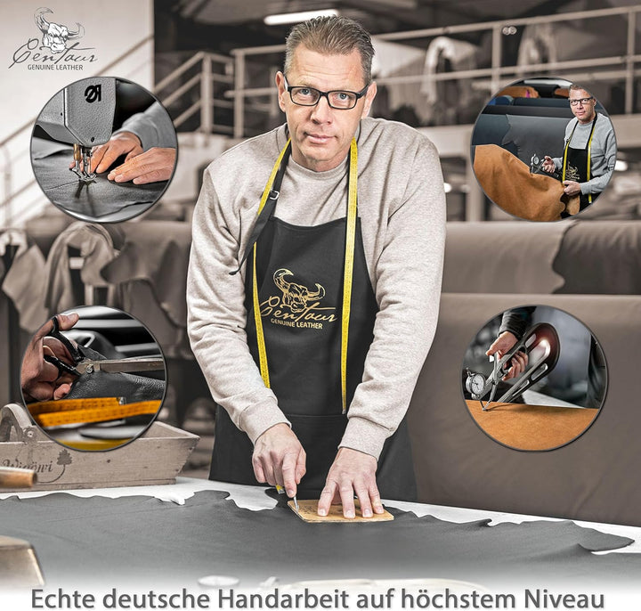 Centaur - Hochwertige Leder Schreibtischunterlage mit 90° Kantenschutz - Champagner Beige 55x80 cm -