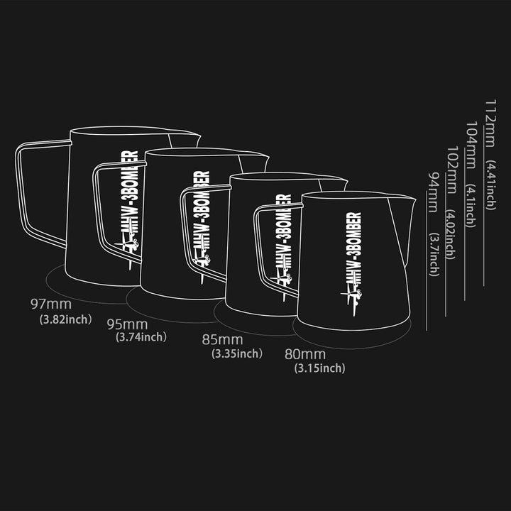 MHW-3BOMBER Espresso Milchkännchen Milk Pitcher 400ml Milchschaumtank Espresso Milchschaumtank Edels
