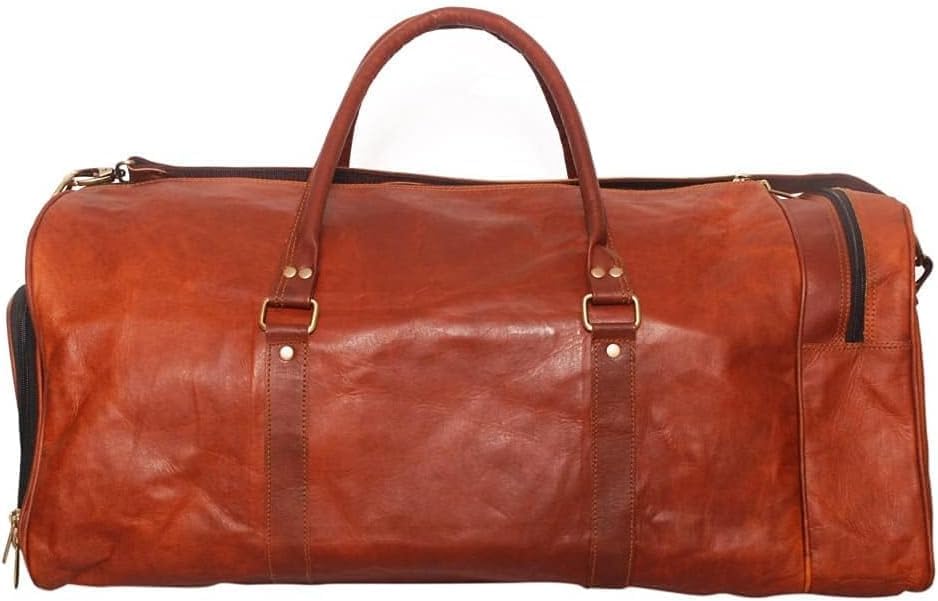 ALASKA EXPORTS Harvey Echtes Leder Holdall Duffel Gym Weekender Gepäck Reise Schulter Vintage Tasche