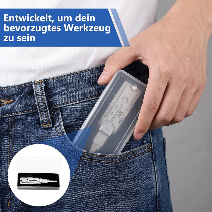 KW5 Dietrich-Set 2-in-1 – Edelstahl-Schlüsseldecoder & Dietrichwerkzeug für S-Rillenschlösser, kompa