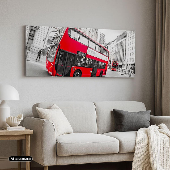 Panorama Bilder auf Leinwand 100x40cm Leinwandbild Bus London Reise Tourismus Gross Wanddeko Bild Sc