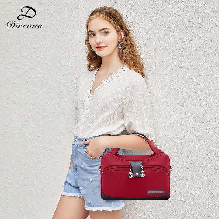 DIRRONA Damen Umhängetasche Multi Pocket Crossbody Bag Schultertaschen Leicht Handtasche Waterproof