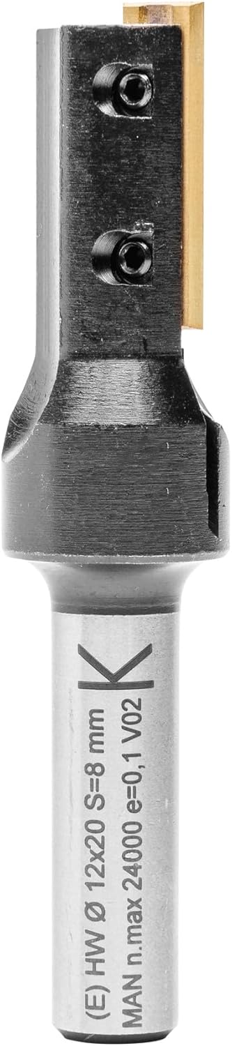 ENT 20042 Wendeplatten - Nutfräser HW, Schaft (S) 8 mm, Durchmesser (D) 12 mm, NL 20 mm, Z1, GL 63 m